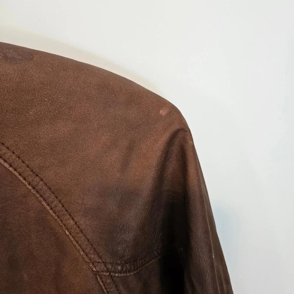 Vintage Wilsons Leather Bomber Jacket Medium Brown 90s Aviator Aventure Bound